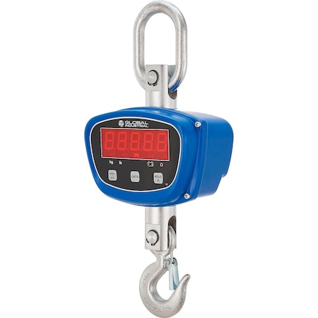 Global Industrial LED Digital Crane Scale w/ Remote, 500 lb x 0.2 lb 412648